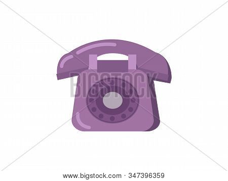 Vintage Phone Retro In Flat Style. Telephone Sign Isolated On White Background.