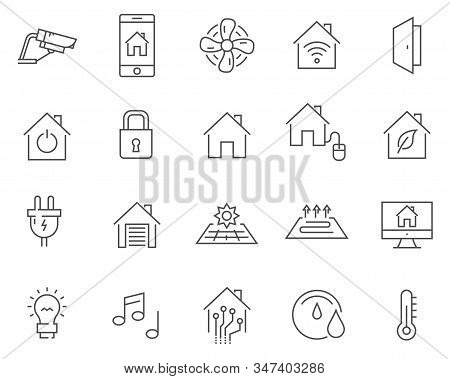 Set Of Smart Home Line Vector Icons. Outline Style