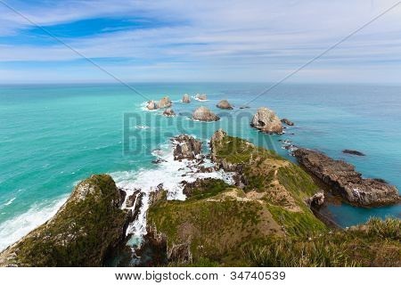 Güzel kayalık Nugget Point, Yeni Zelanda Catlins Coast