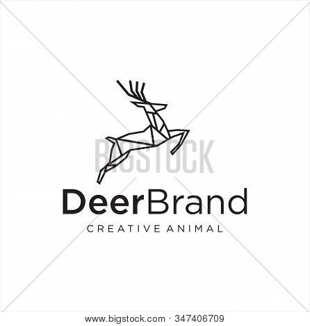 Creative Deer Line Logo Design Symbol Vector . Abstract Deer Logo Stock Vector