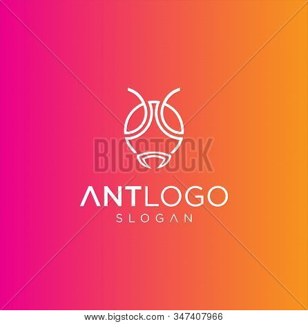 Ant Head Logo Line Icon Stock Vector