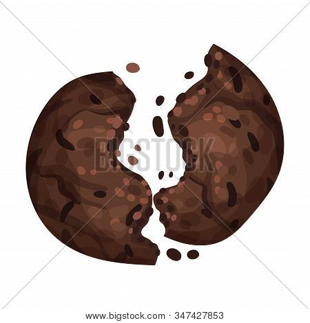 Chocolate Cookie Crumbs And Chips Isolated On White Background Vector Item