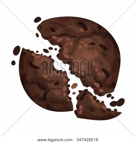 Chocolate Cookie Crumbs And Chips Isolated On White Background Vector Item