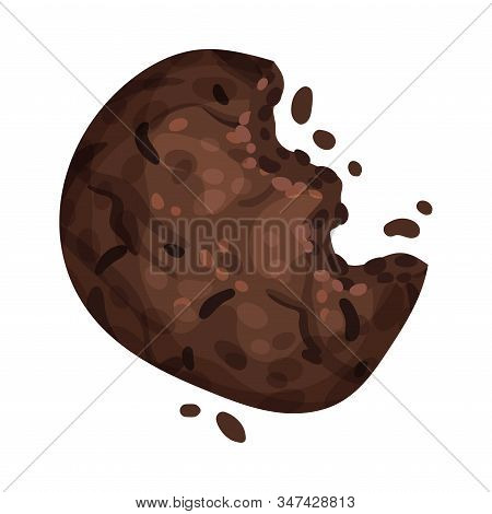 Chocolate Cookie Crumbs And Chips Isolated On White Background Vector Item
