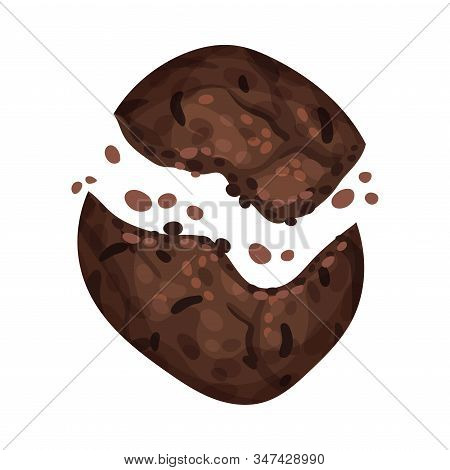 Chocolate Cookie Crumbs And Chips Isolated On White Background Vector Item