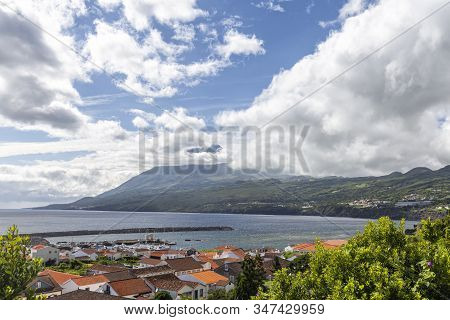 Orange Roofs Adorn Houses In Lajes Do Pico Village On Pico Island In The Azores, Portugal.
