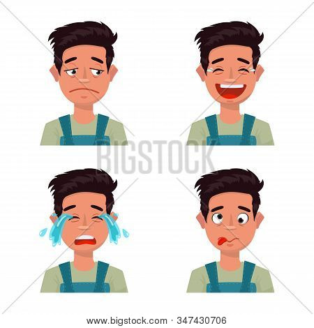 Vector Illustration Of Face And Boy Symbol. Collection Of Face And Young Vector Icon For Stock.