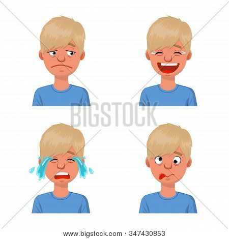 Vector Illustration Of Face And Boy Icon. Set Of Face And Young Vector Icon For Stock.