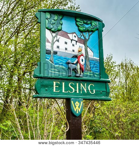 Elsing, Norfolk, England April 24, 2012 Town Sign Elsing, Norfolk
