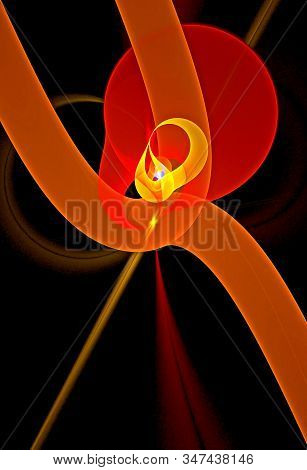 Abstract, Fractal, Computer-generated Image Of Multi-colored Geometric Shapes, Curves And Lines Rese