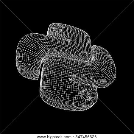 Python Code Language Sign. Programming Coding And Developing Concept. Wireframe Low Poly Mesh Vector