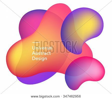 Trendy Liquid Colourful Forms. Universal Flowing Figures, Wavy Lines, Curvy Shapes. Purple, Orange A