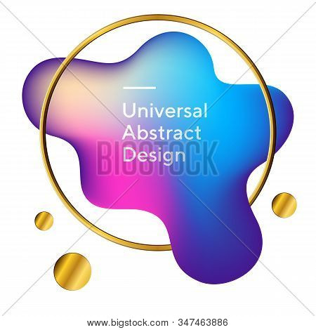 Abstract Colorful Fluid Flow Shapes. Geometric Graphic Element In Circle. Dynamical, Wavy Blot Form.