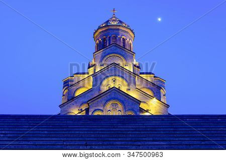 The Cathedral Of The Holy Trinity Or Tsminda Sameba (translated As The Holy Trinity). It Is Located 