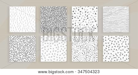 Set Of Abstract Samless Patterns Of Doodles, Lines, Memphis Elements. Simple Abstract Pattern Backgr