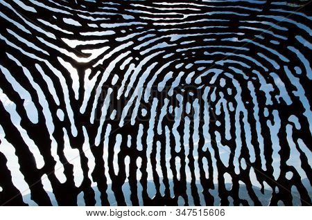 Metal Fingerprint Sculpture, Art Of The Sculptor Juanjo Novella On Mount Artxanda, Bilbao, Biscay, B