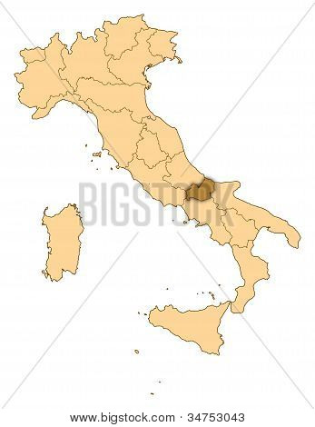 Mappa dell'Italia, Molise evidenziata