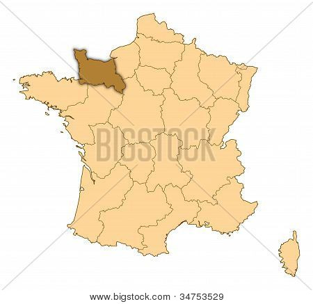 Carte de France, Basse Normandie a mis en évidence :