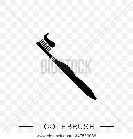 Vector Icon Of Toothbrush With Applied Toothpaste Portion. Toothbrush Icon Vector. Teeth Cleaning. V