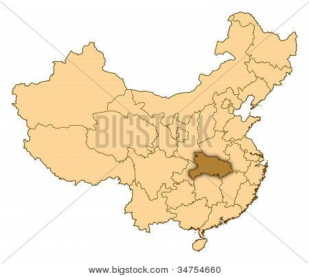Térkép Kina, Hubei, Kiemelt