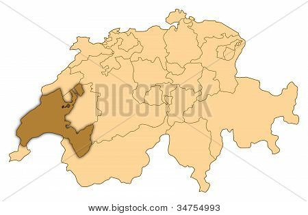 Mapa Szwajcaria, Vaud, wyróżnione