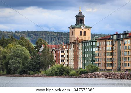 Jonkoping Town Skyline With Lake Vattern In Sweden. Smaland Province.