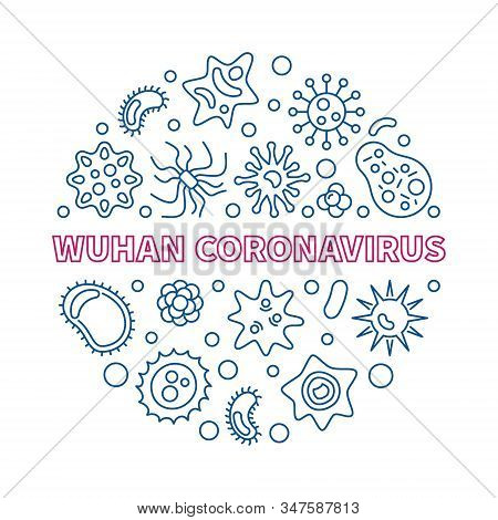 Vector Wuhan Coronavirus Concept Creative Round Illustration In Thin Line Style