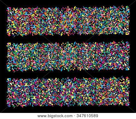 Vector Set Of Abstract Backgrounds Of Colorful Splinters, Textures Of Random Splinter Shapes And Col
