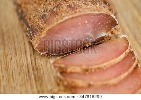 Homemade Dried Chicken Breast Basturma , Selective Focus