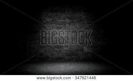Abstract Black Brick With Vignette Background. Studio Backdrop - Well Use As Back Drop Background, B