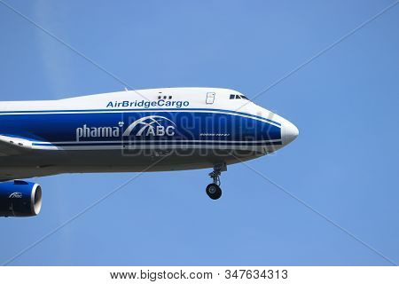 Amsterdam, The Netherlands - June, 1st 2019: Vp-bbp Airbridgecargo Boeing 747 Final Approaching To P