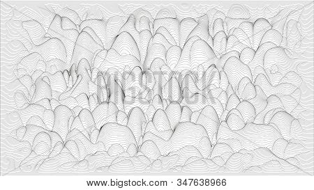 Trendy Ultra Thin Striped Backdrop With Wave Distortion Lines. Abstract Noise Landscape. Procedural 