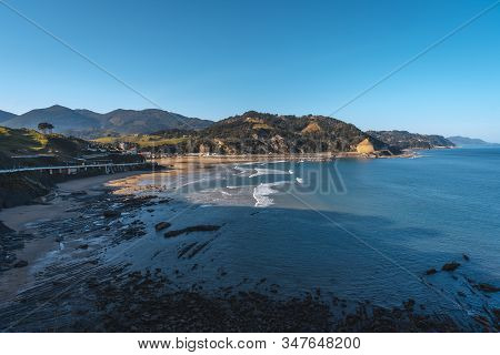 Beach In The Coastal Town Of Deba One Winter Morning, Guipúzcoa. Basque Country
