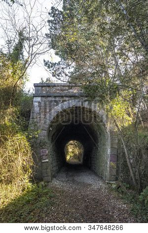A Tunnel On The Path On The Coast Between Deba And Zumaia. Basque Country
