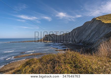 Punta De Sakoneta In The Sakoneta Coast Geopark In Deba. Basque Country