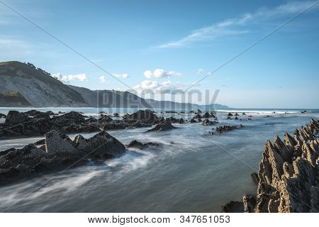Long Exposure Geopark In Sakoneta In Deba. Basque Country