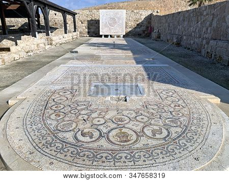 Good Samaritans Inn, Israel - January 11, 2020: Museum Of Ancient Mosaics From Different Places Of I