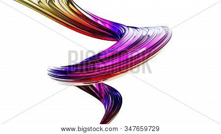 Colorful Glossy Modern Futuristic Abstract Architectural Screw Pattern Metal Strucuture 3d Render Il