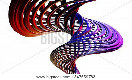 Colorful Glossy Modern Futuristic Abstract Architectural Screw Pattern Metal Strucuture 3d Render Il