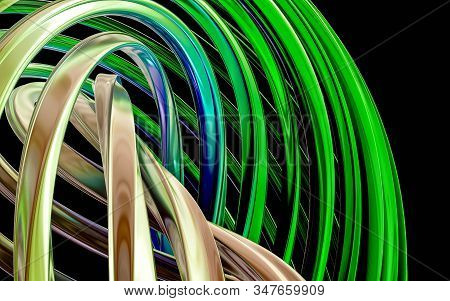 Colorful Glossy Futuristic Modern Abstract Architectural Screw Pattern Metal Strucuture 3d Render Il