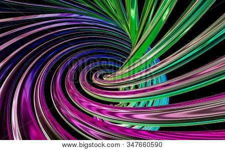 Colorful Glossy Futuristic Modern Abstract Architectural Screw Pattern Metal Strucuture 3d Render Il
