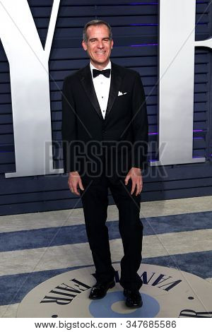 BEVERLY HILLS - FEB 24: Eric Garcetti at the 2019 Vanity Fair Oscar Party at The Wallis Annenberg Center for the Performing Arts on February 24, 2019 in Beverly Hills, CA