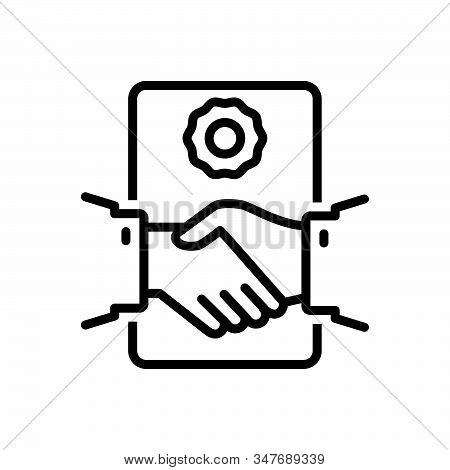 Black Line Icon For Deal-agreement Handshake Partnership Collaboration Complicity Copartnership Team