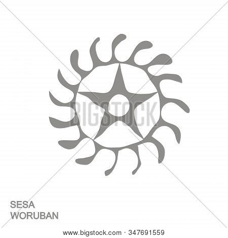 Vector Monochrome Icon With Adinkra Symbol Sesa Woruban