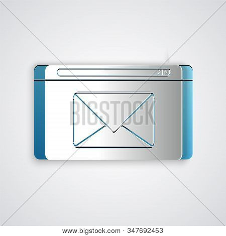Paper Cut Mail And E-mail Icon Isolated On Grey Background. Envelope Symbol E-mail. Email Message Si