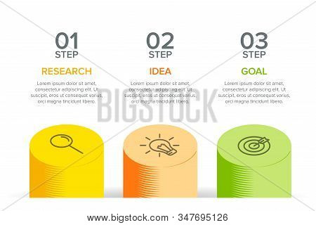 3d Isometric Concept Of Arrow Business Model With 3 Successive Steps. Three Colorful Design Elements