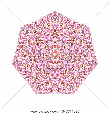 Geometrical Floral Ornament Heptagon Logo Template - Geometric Ornamental Colorful Vector Design Ele