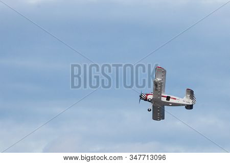 Gdynia, Poland - August 12, 2017: Airplane Taking Part In Air Show Festival In Gdynia.