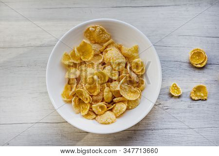 Cornflakes In A White Plate. Breakfast? Flake, Cornflake, Cereal, Breakfast