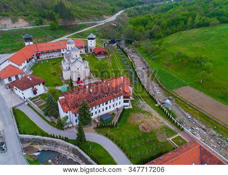 Orthodox Monastery Mileseva Aerial View. Of Serbia..